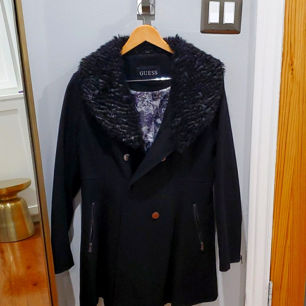 Guess Black Wool Coat